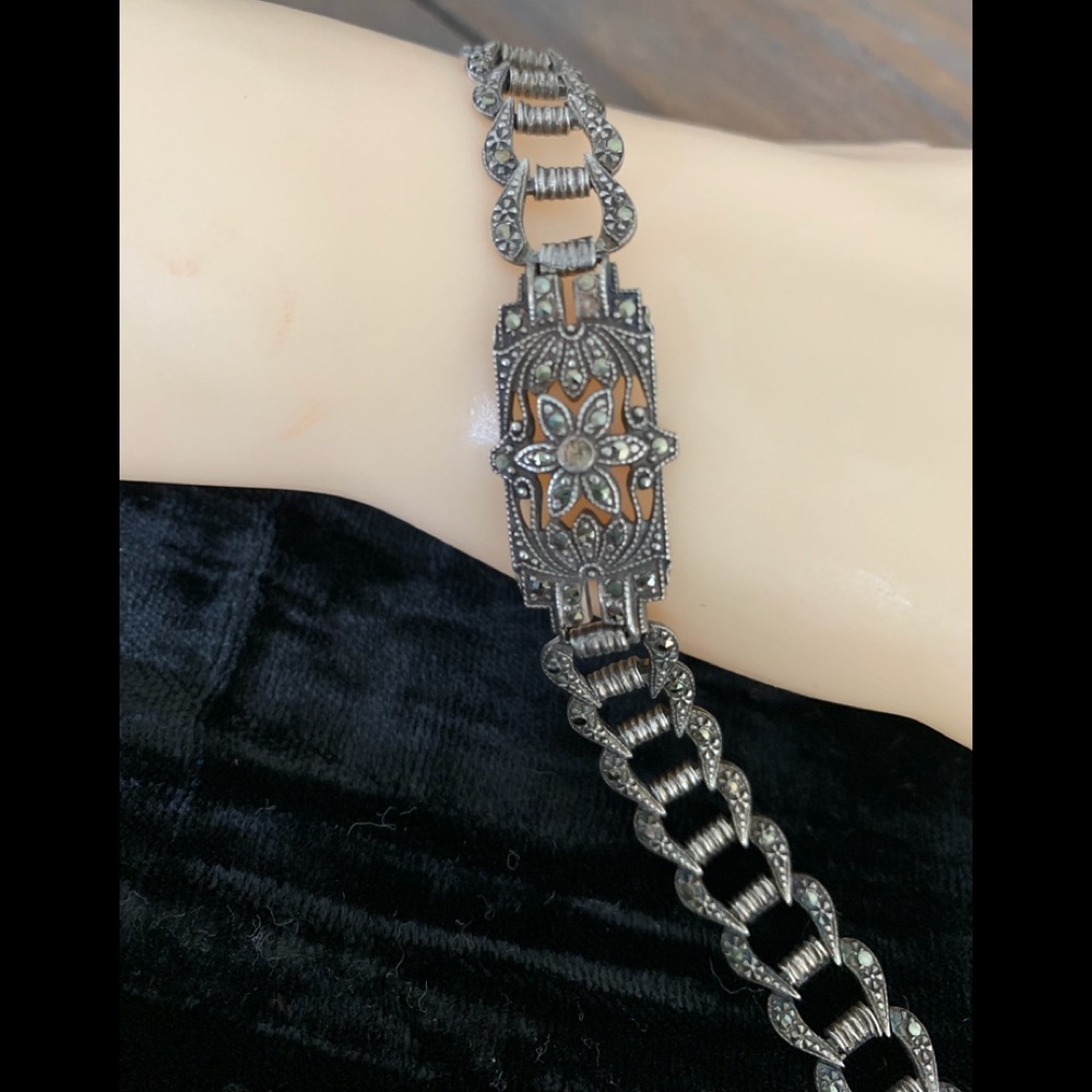 Vintage Sterling Marcasite  Bracelet
